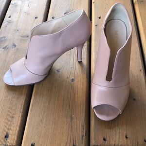 Nine West Leather High Heels Peep Toe Booties Shoes Size 8M
